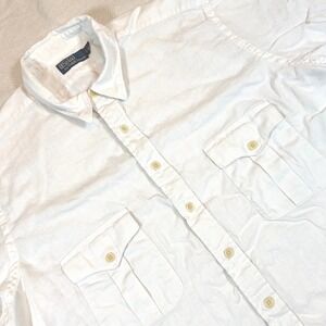 Polo Ralph Lauren Linen Blend‎ Mens Size 2XB White Button Up Shirt Work Shirt